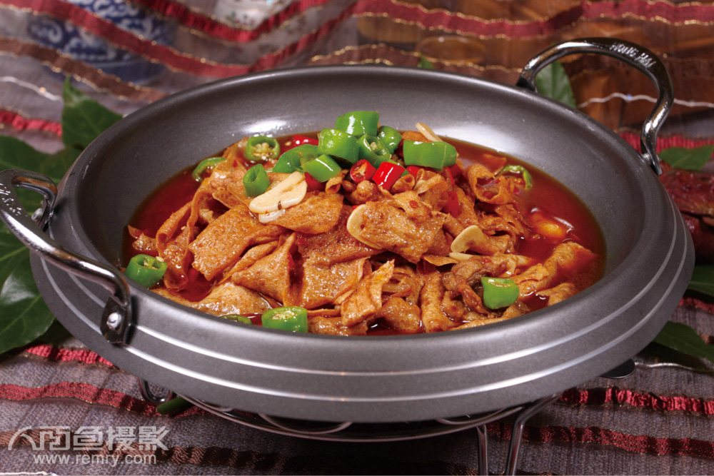 烟台菜谱摄影,烟台美食摄影,平锅井冈山豆腐皮摄影